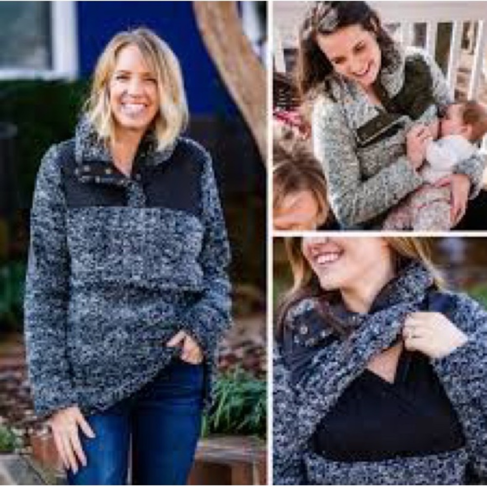 Latched Mama Black and Gray Women's Sweater